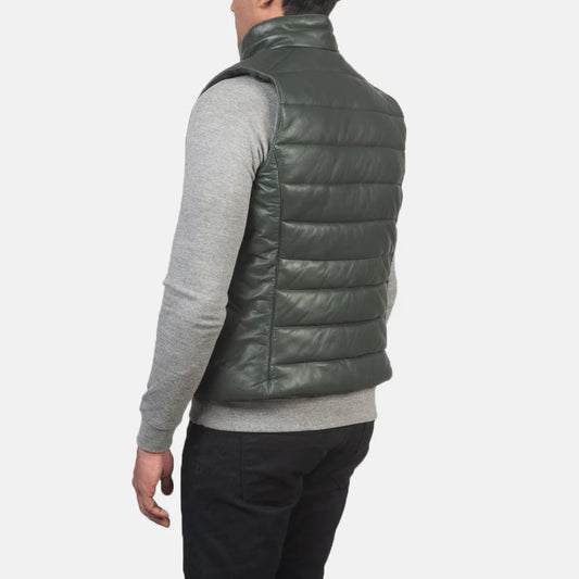 Men Leather Vest - back