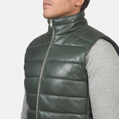 Men Leather Vest - close
