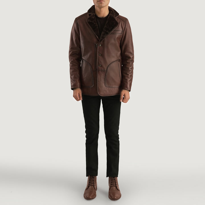Grizwald Brown Leather Coat