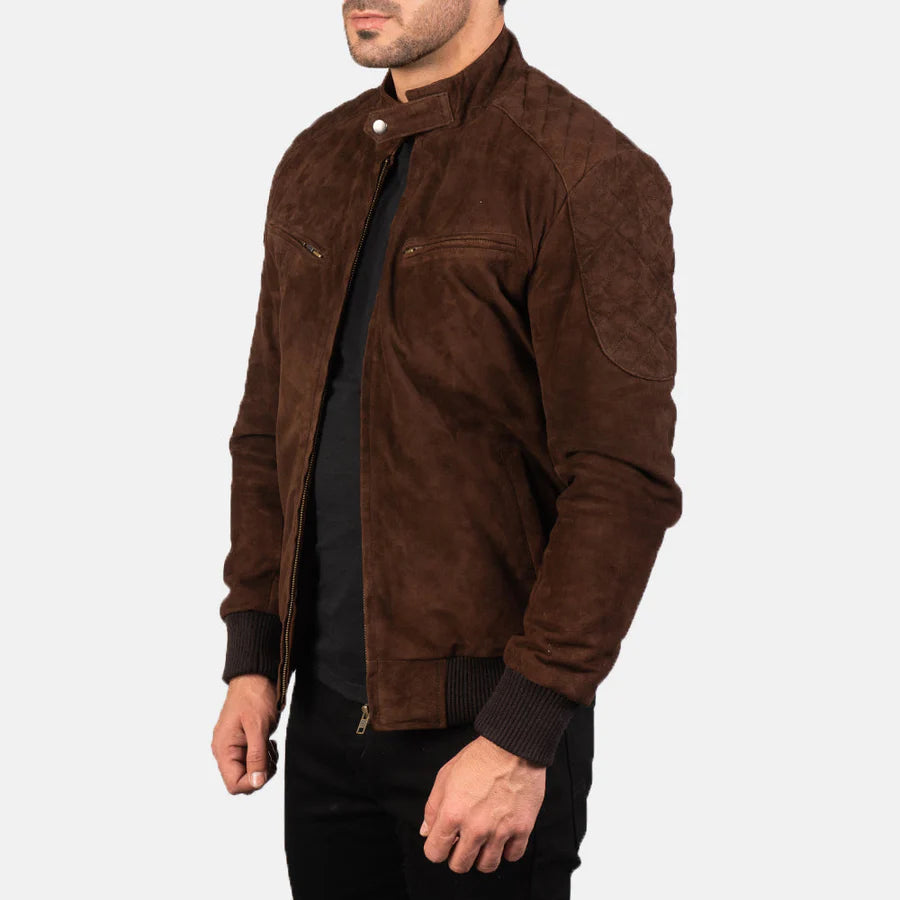 Sven Mocha Men Suede Bomber Jacket