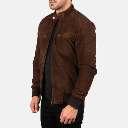 Sven Mocha Men Suede Bomber Jacket
