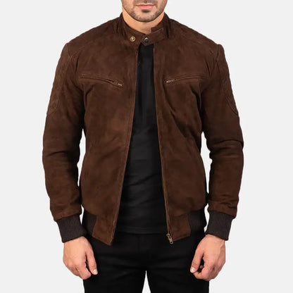 Sven Mocha Men Suede Bomber Jacket