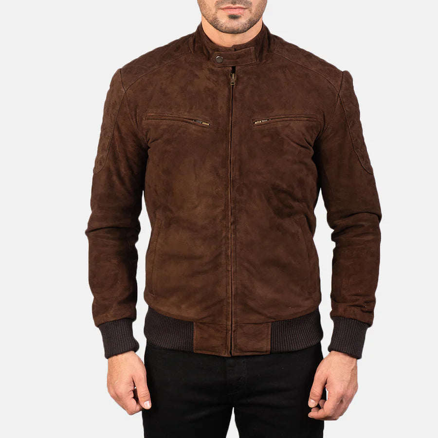 Sven Mocha Men Suede Bomber Jacket