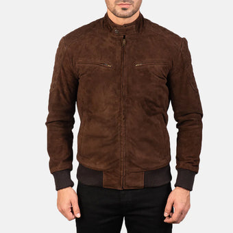 Sven Mocha Men Suede Bomber Jacket