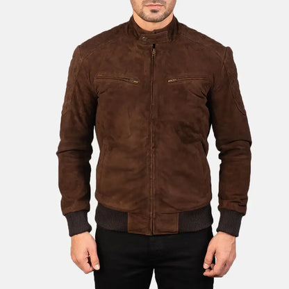 Sven Mocha Men Suede Bomber Jacket