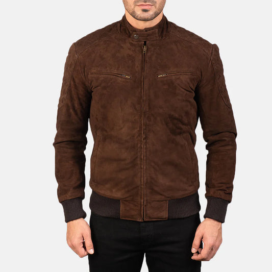Sven Mocha Men Suede Bomber Jacket