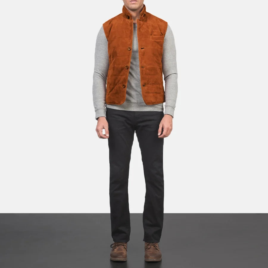Harlow Goatskin Men Suede Vest