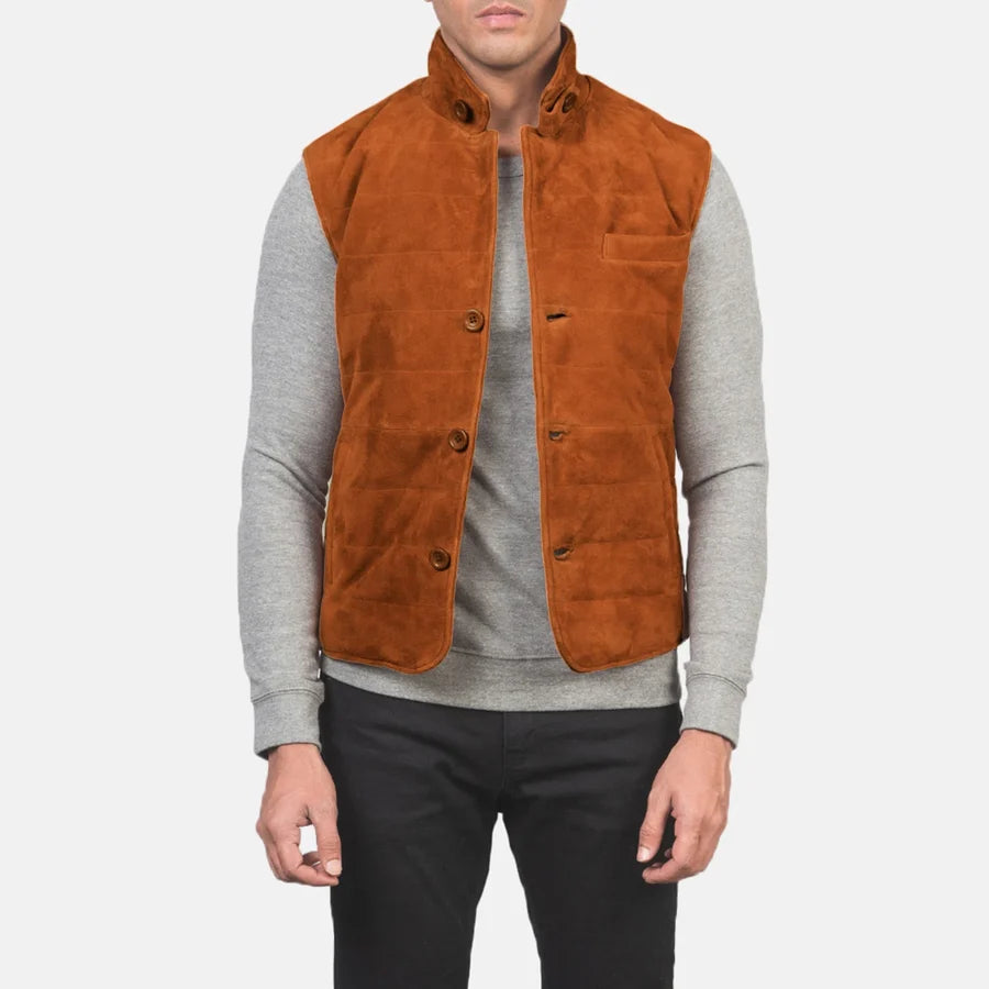 Harlow Goatskin Men Suede Vest
