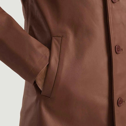 Men's Urban Slate Brown Leather Coat