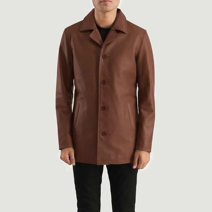 Men's Urban Slate Brown Leather Coat