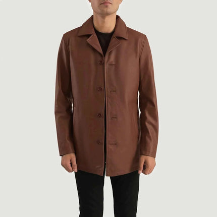 Men's Urban Slate Brown Leather Coat
