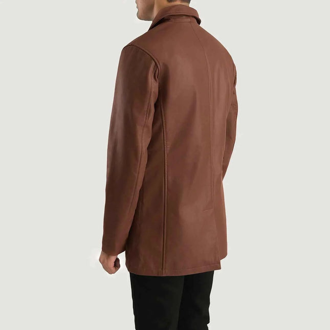 Men's Urban Slate Brown Leather Coat