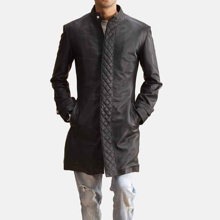 Men's Midlander Quilted Black Leather Coat