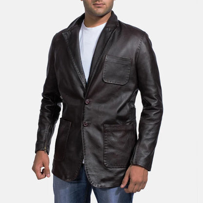 Merchand Pull-Up Leather Blazer