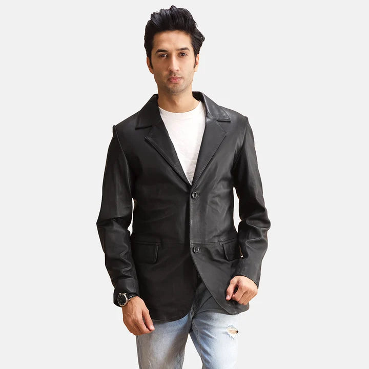 Wrenfield Black Leather Blazer