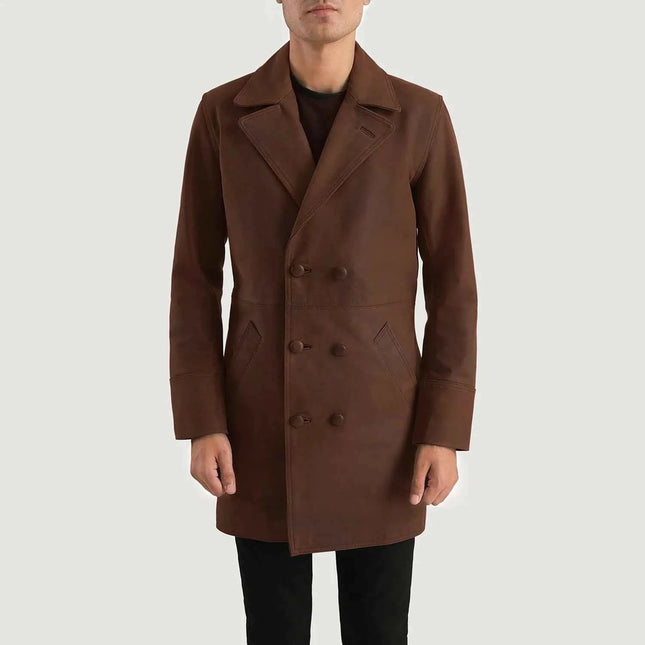 Men's New Half Life Brown Leather Coat