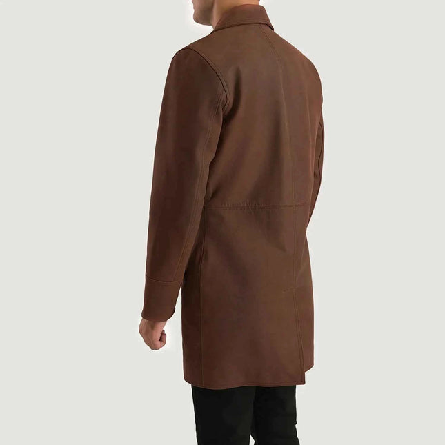 Men's New Half Life Brown Leather Coat