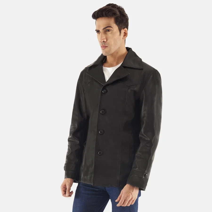 Camden Black Cowhide Leather Coat