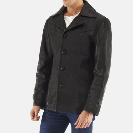 Men's Leo Black Leather Coat