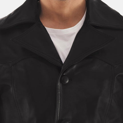 Men's Leo Black Leather Coat