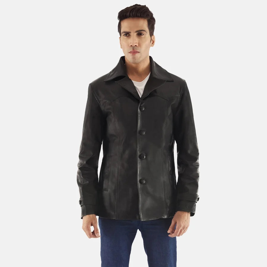 Camden Black Cowhide Leather Coat