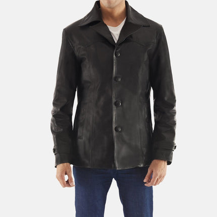 Men's Leo Black Leather Coat