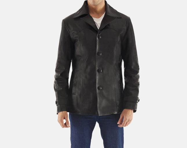 Men's Leo Black Leather Coat