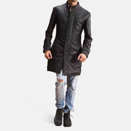 Men's Midlander Quilted Black Leather Coat