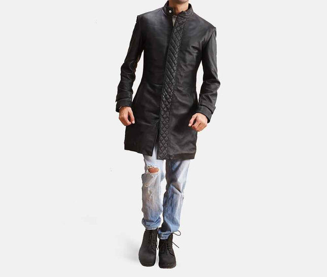 Men's Midlander Quilted Black Leather Coat