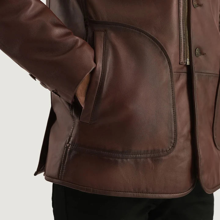 Grizwald Brown Leather Coat