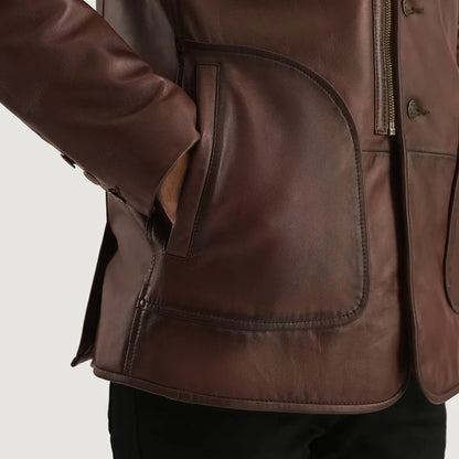 Grizwald Brown Leather Coat