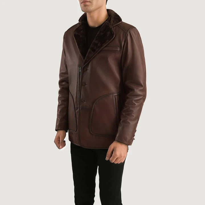 Grizwald Brown Leather Coat