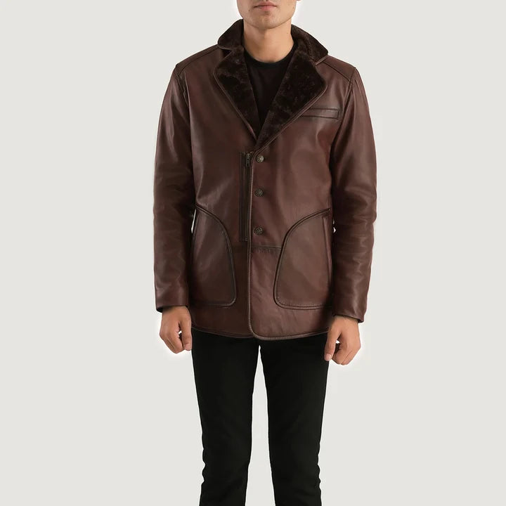 Grizwald Brown Leather Coat