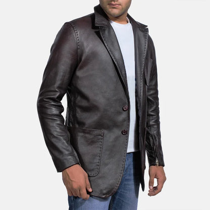 Merchand Pull-Up Leather Blazer
