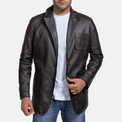Merchand Pull-Up Leather Blazer