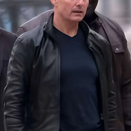 Tom Cruise MI-7 Black Leather Jacket