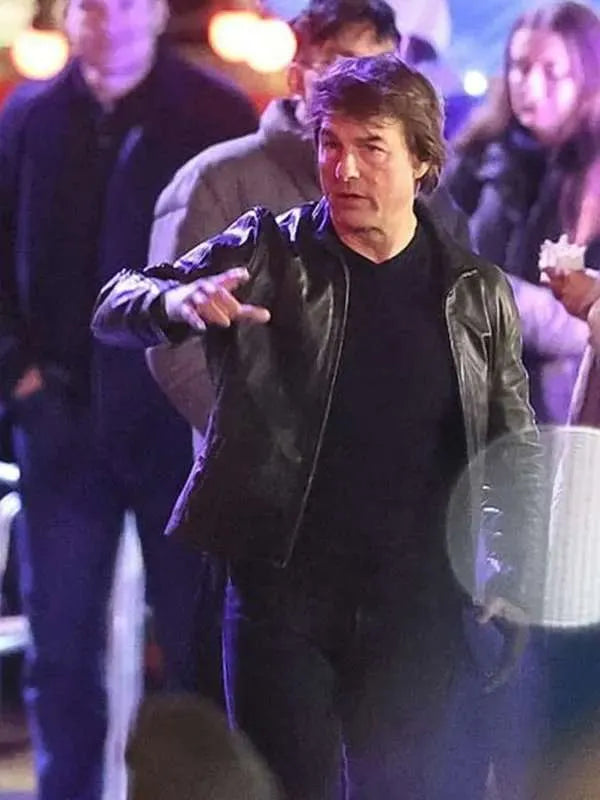 Tom Cruise MI-8 Black Leather Jacket