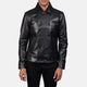 Harlow Tailored Black Leather Peacoat