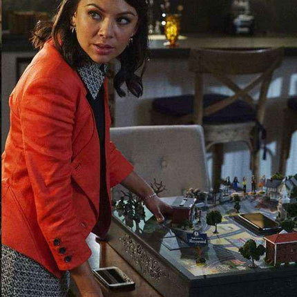 Pretty Little Liars Janel Parrish Orange Cotton Blazer