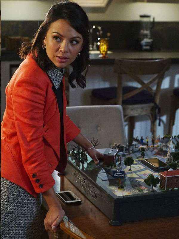 Pretty Little Liars Janel Parrish Orange Cotton Blazer