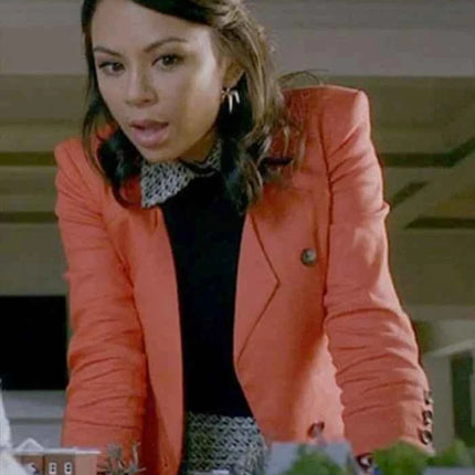 Pretty Little Liars Janel Parrish Orange Cotton Blazer