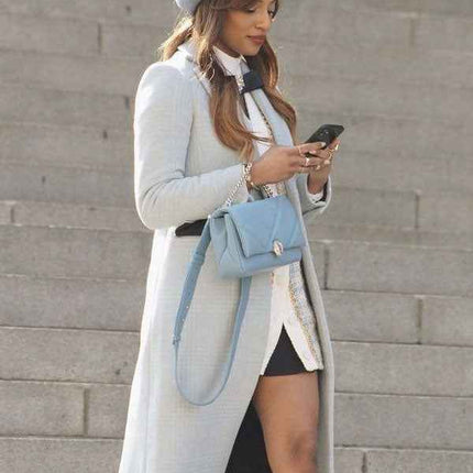 Gossip Girl Savannah Lee Smith Blue Tweed Trench Coat