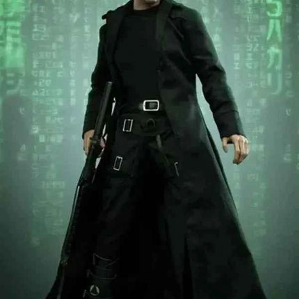 The Matrix 4 Neo Black Leather Trench Coat