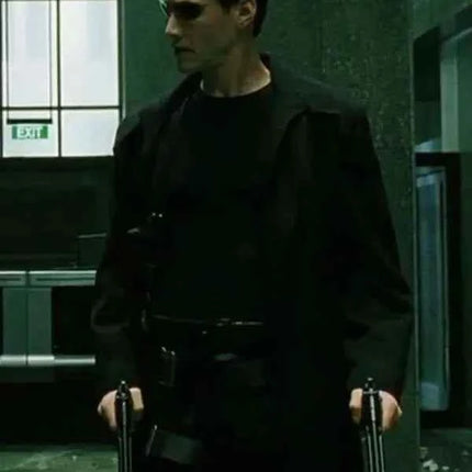 The Matrix 4 Neo Black Leather Trench Coat