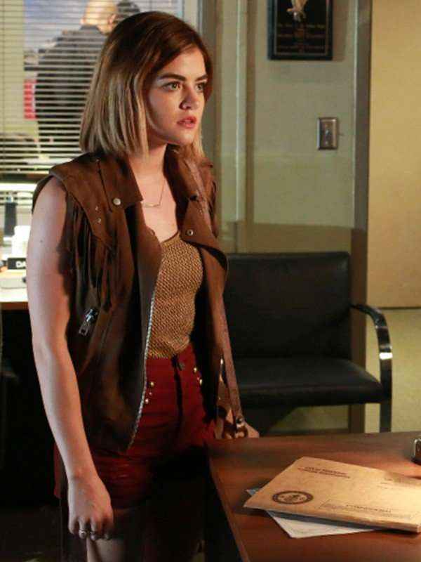 Pretty Little Liars Lucy Hale Suede Leather Fringe Vest