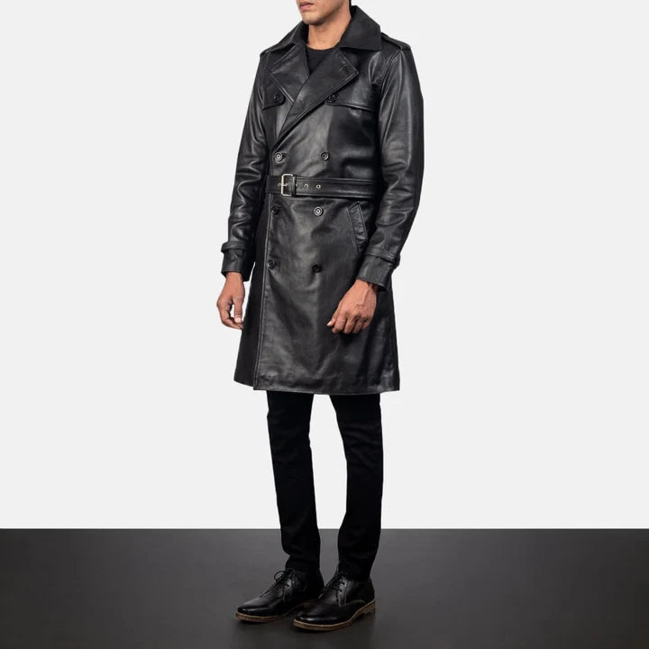 Winslow Belted Leather Duster Coat