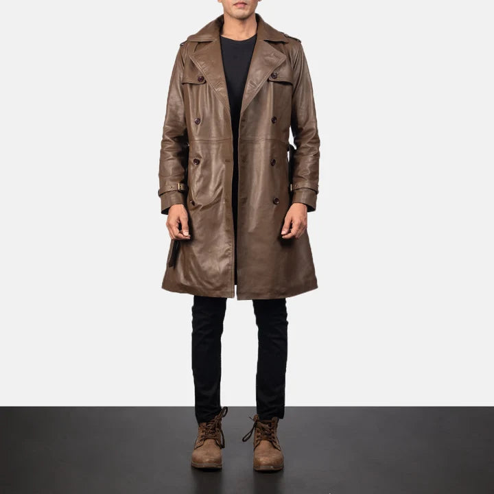 Winslow Belted Leather Duster Coat