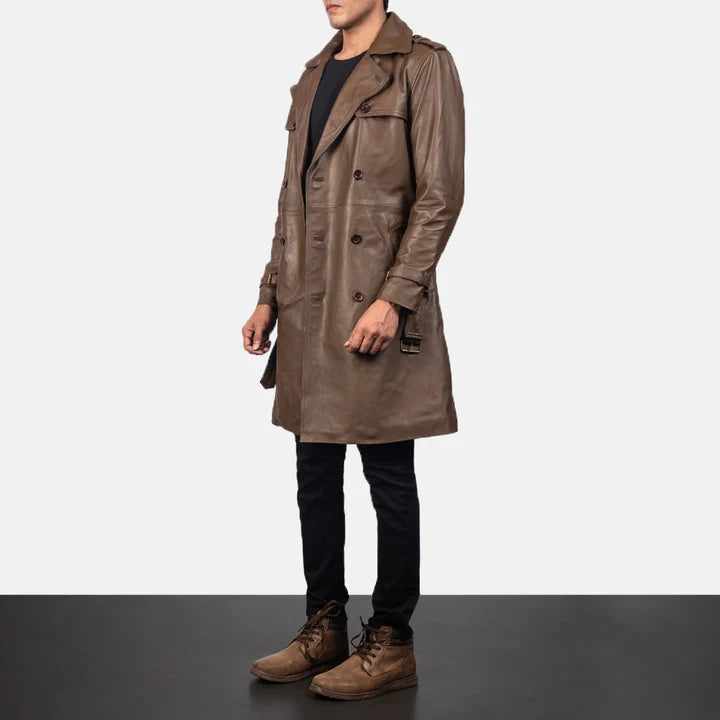 Winslow Belted Leather Duster Coat
