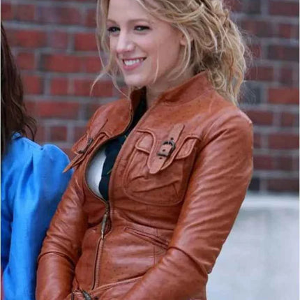 Gossip Girl Serena Woodsen Brown Leather Jacket