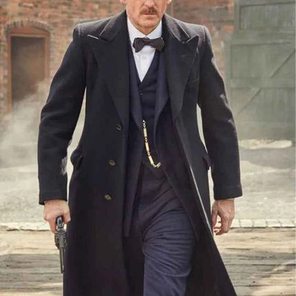 Peaky Blinders Arthur Shelby Black Wool Coat